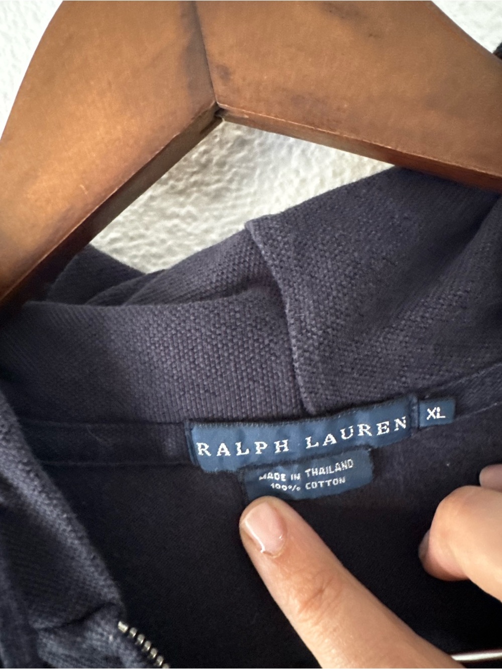 Polo Ralph Lauren Vintage Navy Zip Up Hoodie XL Preppy Athleisure Vintage - Picture 6 of 13